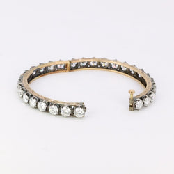Bracelet jonc vintage or argent diamants 12 ct - Castafiore