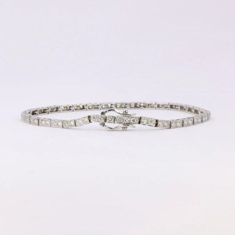Bracelet ligne de diamants vintage or blanc - Castafiore