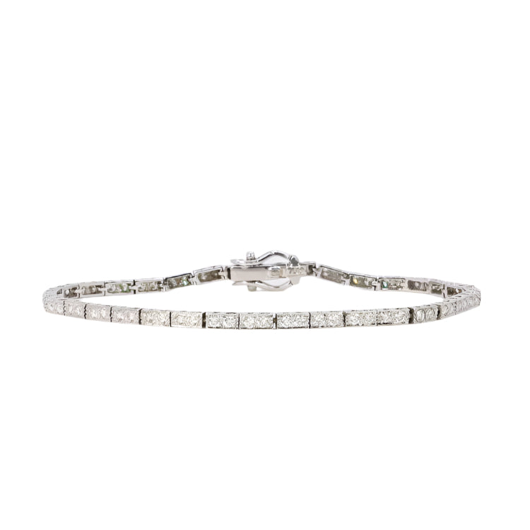 Bracelet ligne de diamants vintage or blanc - Castafiore