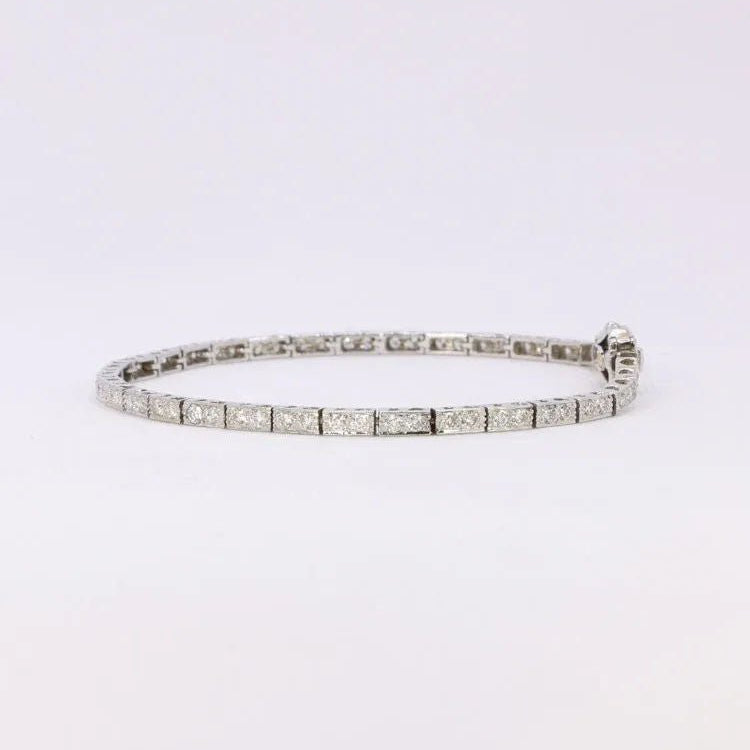 Bracelet ligne de diamants vintage or blanc - Castafiore