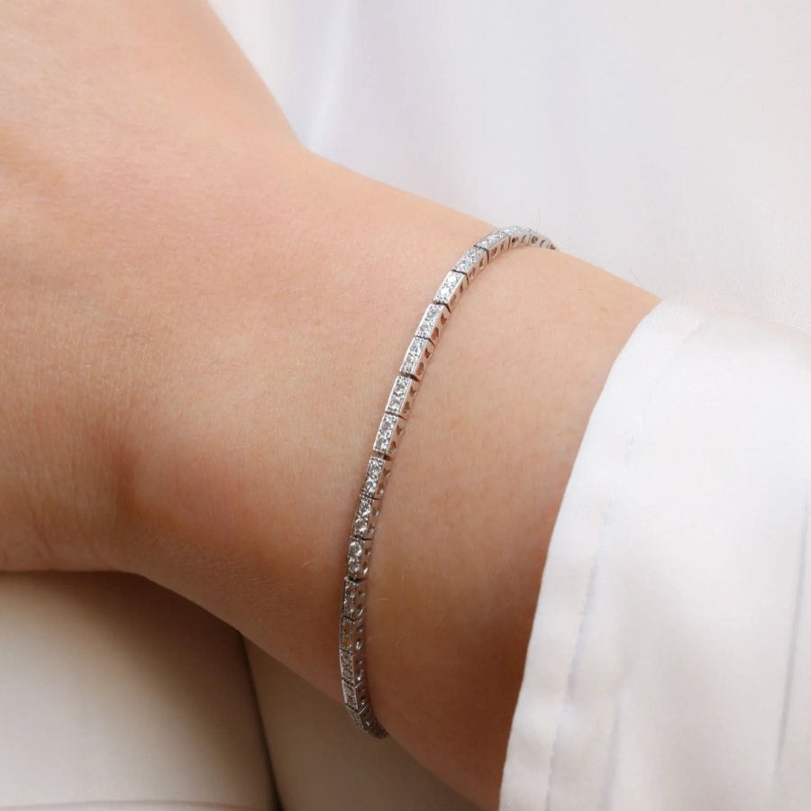 Bracelet ligne de diamants vintage or blanc - Castafiore
