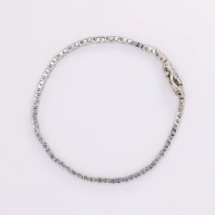 Bracelet ligne de diamants vintage or blanc - Castafiore