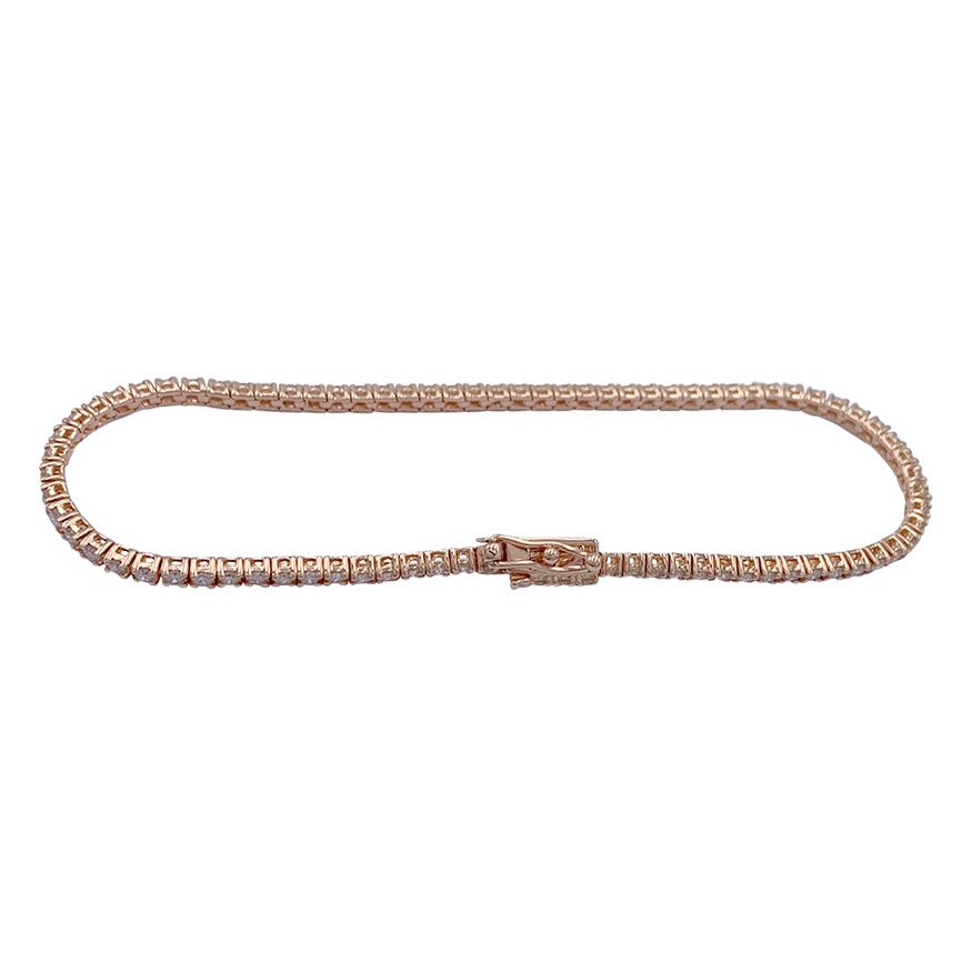 Bracelet ligne diamants en or rose. - Castafiore