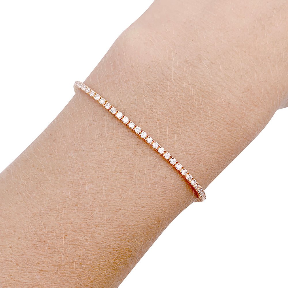 Bracelet ligne diamants en or rose. - Castafiore