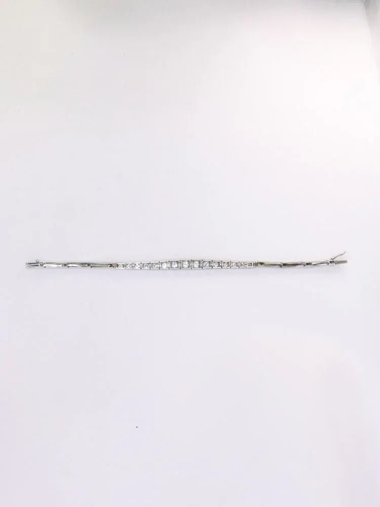 Bracelet ligne diamants or blanc platine - Castafiore