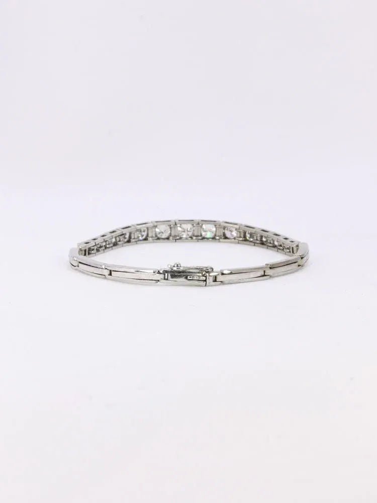 Bracelet ligne diamants or blanc platine - Castafiore