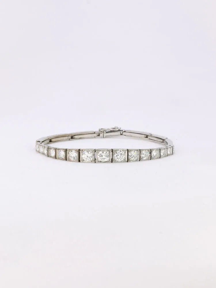 Bracelet ligne diamants or blanc platine - Castafiore