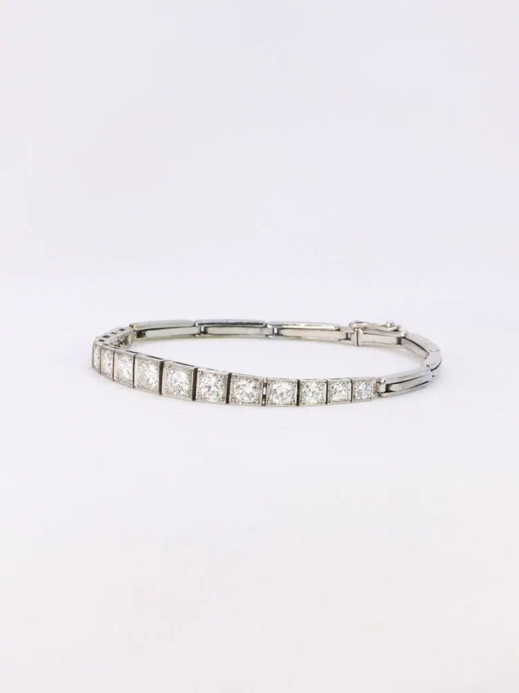 Bracelet ligne diamants or blanc platine - Castafiore