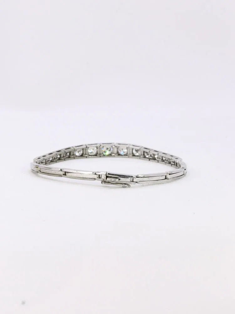 Bracelet ligne diamants or blanc platine - Castafiore