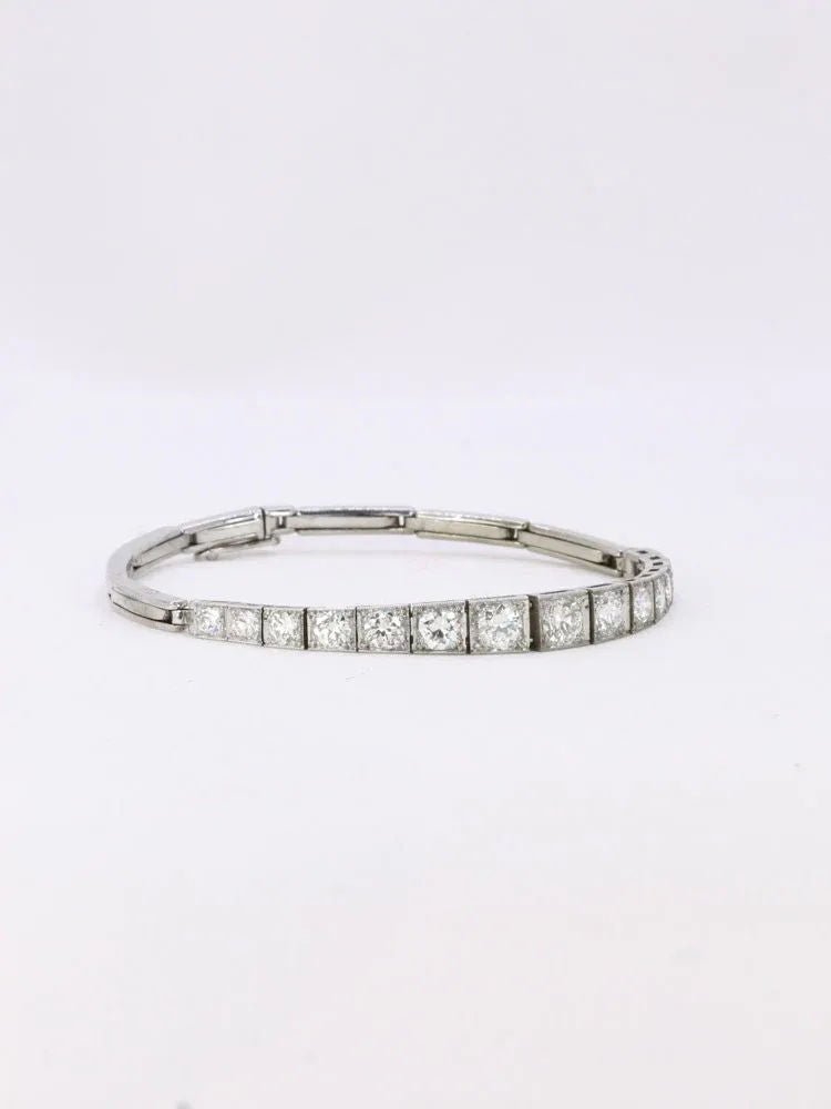 Bracelet ligne diamants or blanc platine - Castafiore