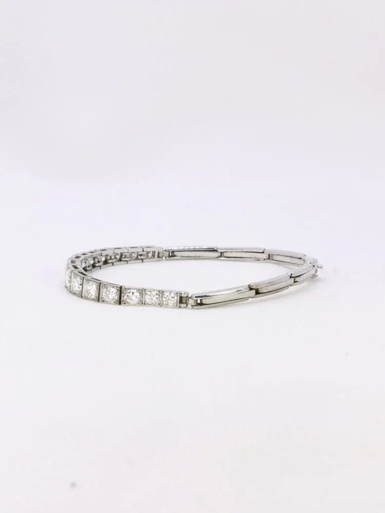 Bracelet ligne diamants or blanc platine - Castafiore