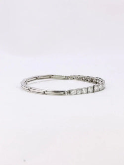 Bracelet ligne diamants or blanc platine - Castafiore