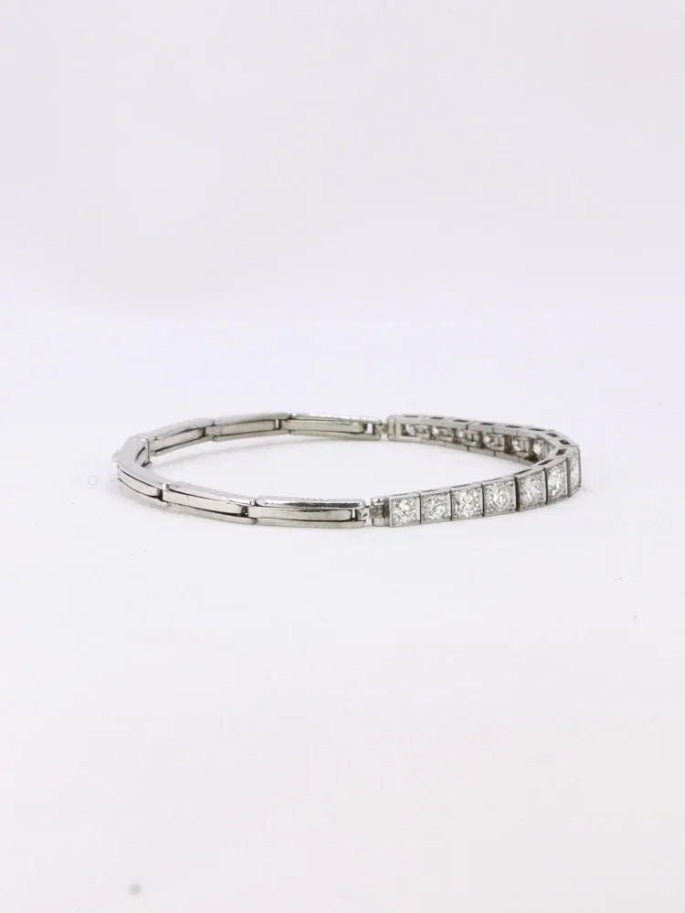 Bracelet ligne diamants or blanc platine - Castafiore