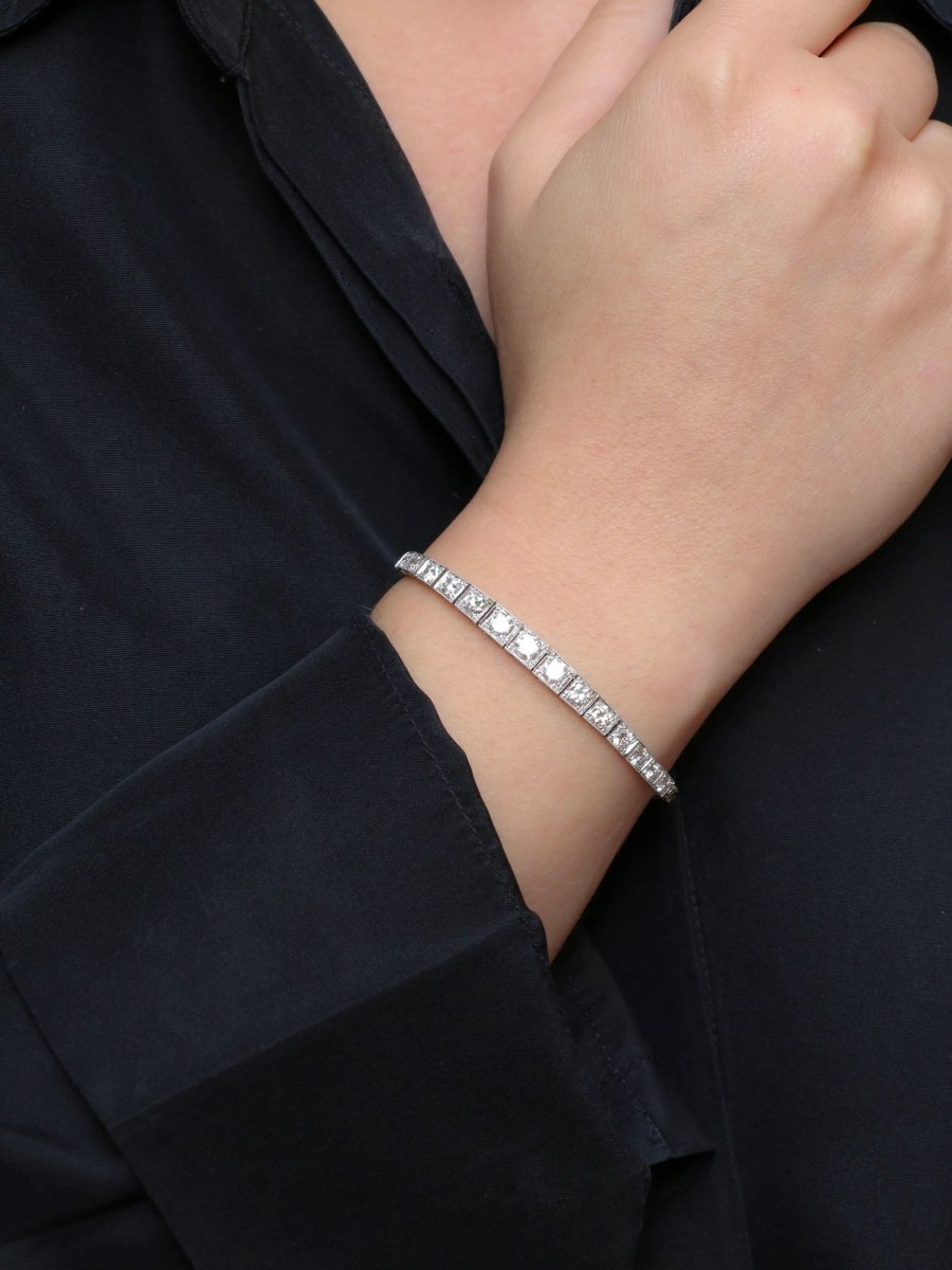 Bracelet ligne diamants or blanc platine - Castafiore