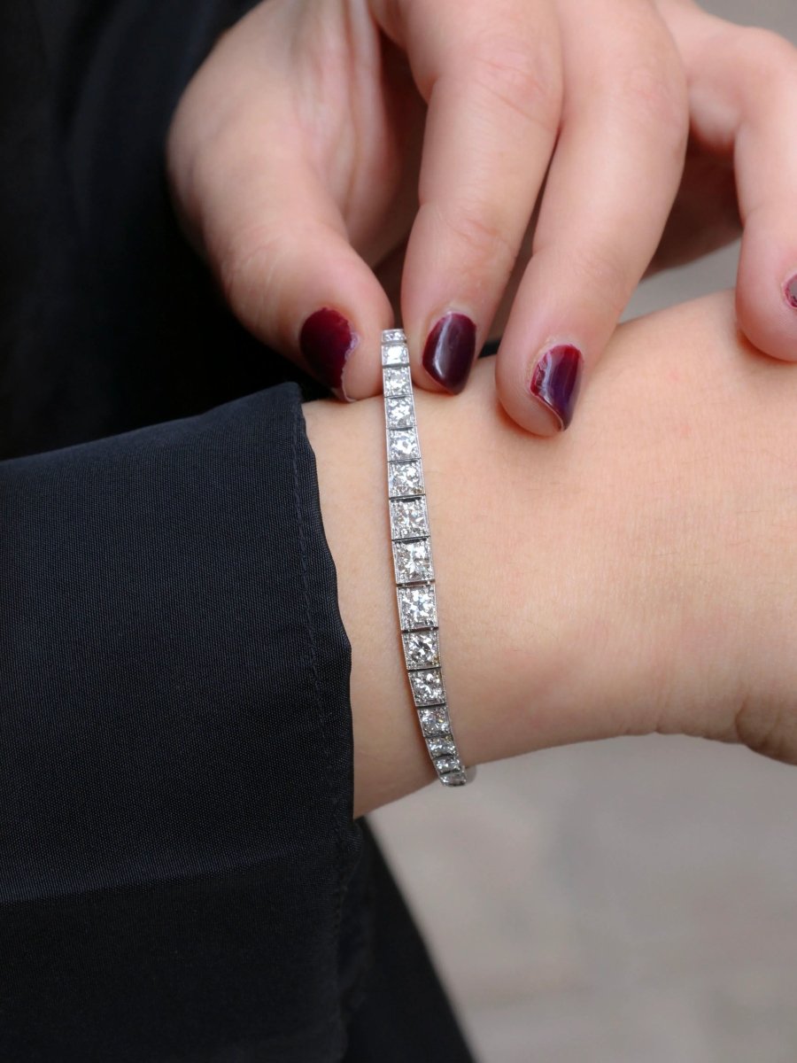 Bracelet ligne diamants or blanc platine - Castafiore