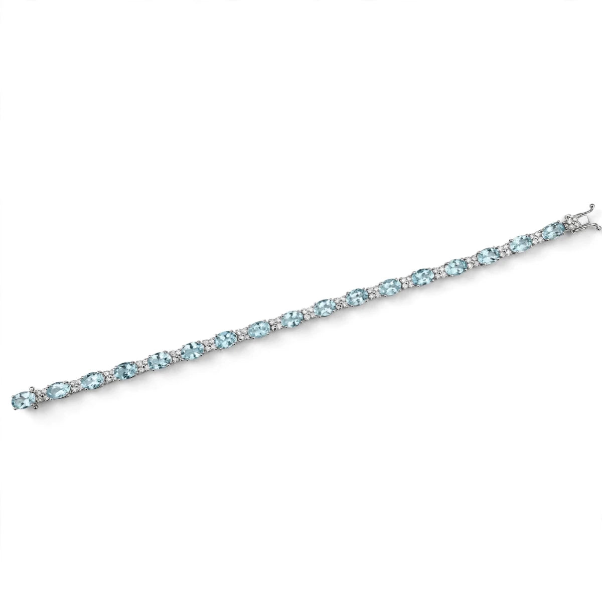Bracelet Ligne en or blanc, aigue-marine et diamants - Castafiore