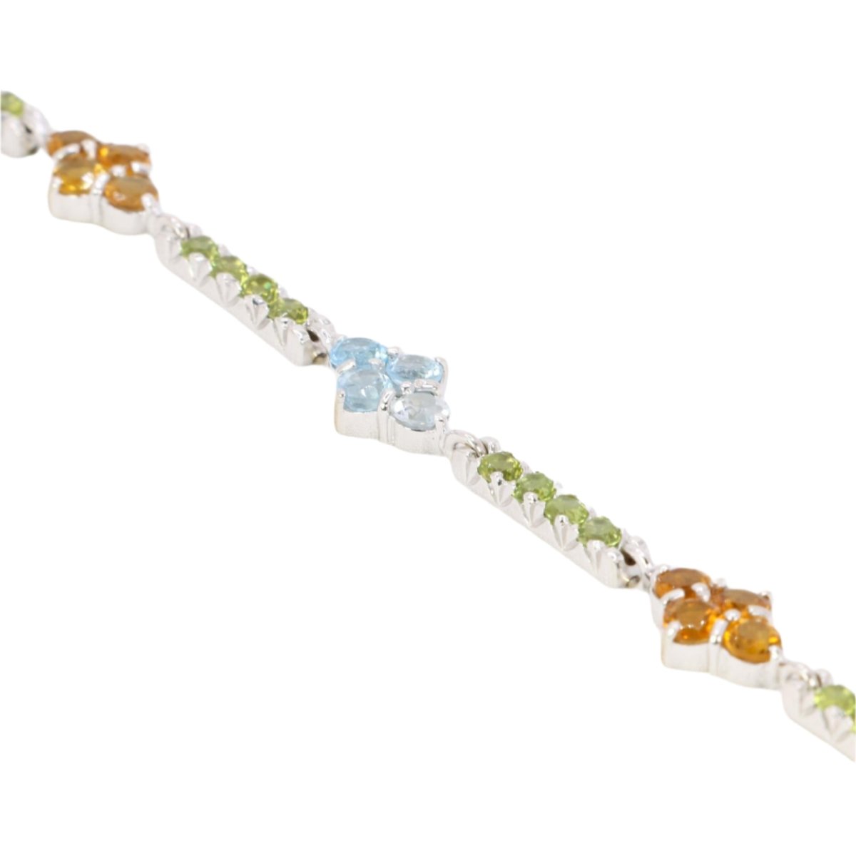 Bracelet Ligne en or blanc, citrines, péridots et topazes - Castafiore
