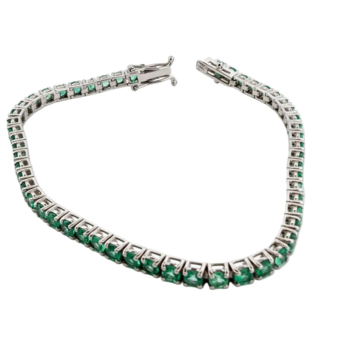 Bracelet Ligne en or blanc et émeraudes - Castafiore