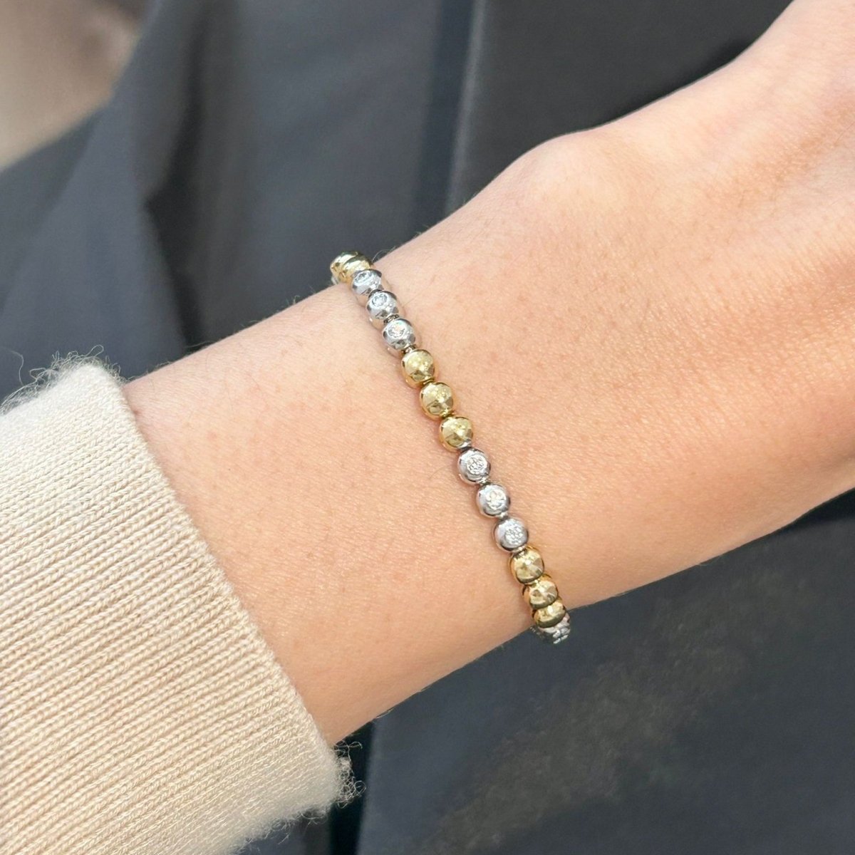 Bracelet Ligne en or blanc, or jaune et diamants - Castafiore