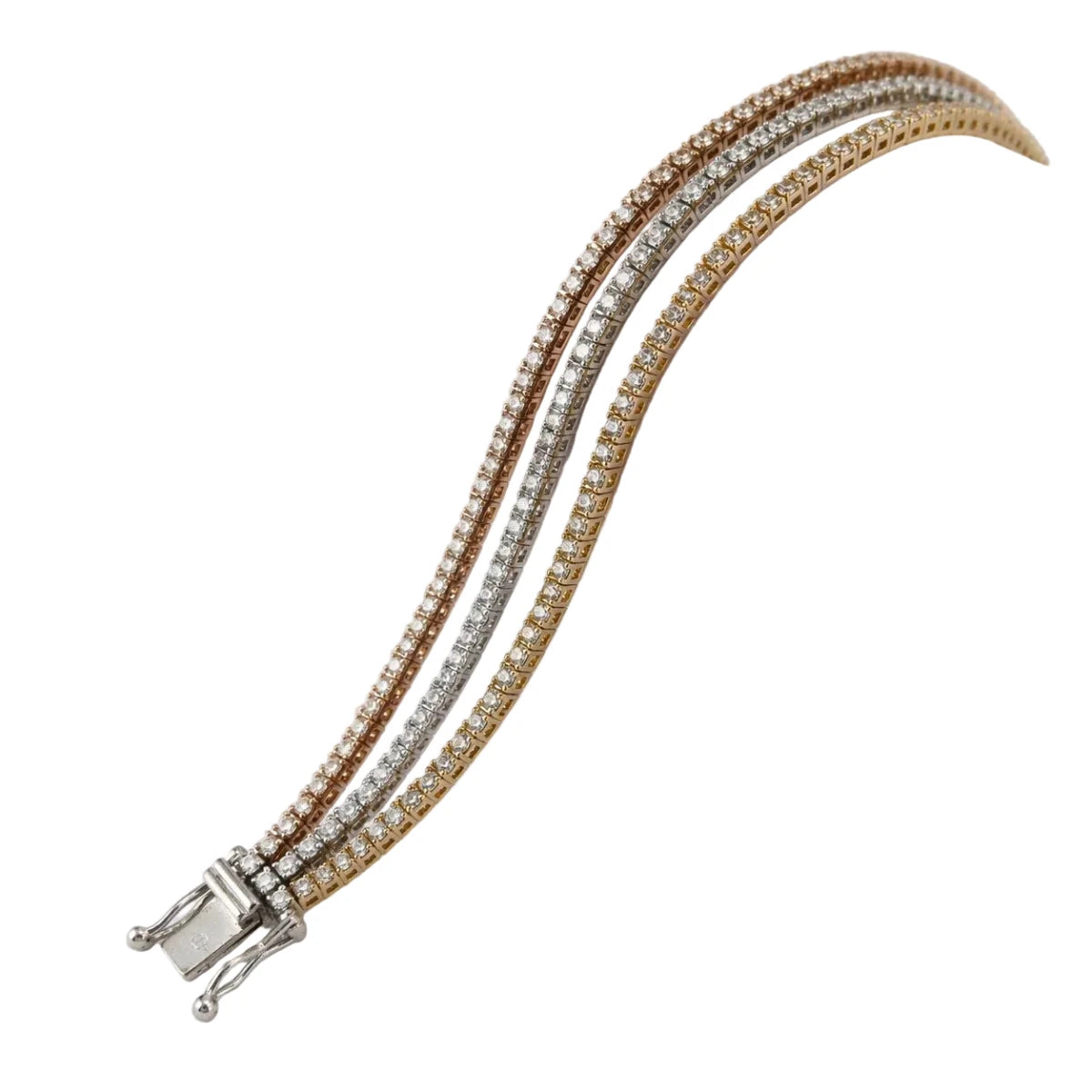Bracelet Ligne en or blanc, or jaune, or rose et diamants - Castafiore