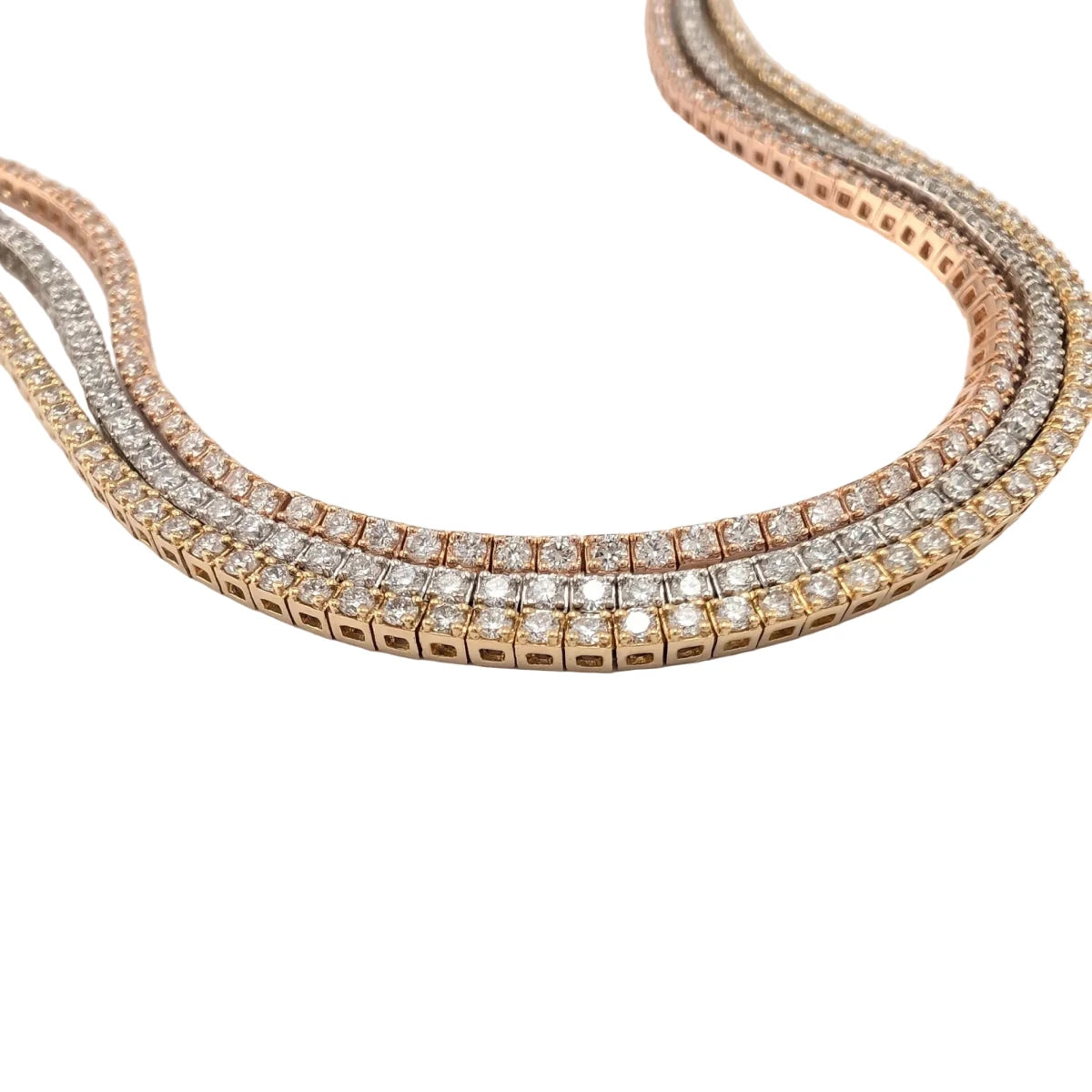 Bracelet Ligne en or blanc, or jaune, or rose et diamants - Castafiore