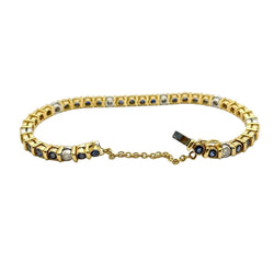 Bracelet Ligne en or blanc, or jaune, saphirs et diamants - Castafiore