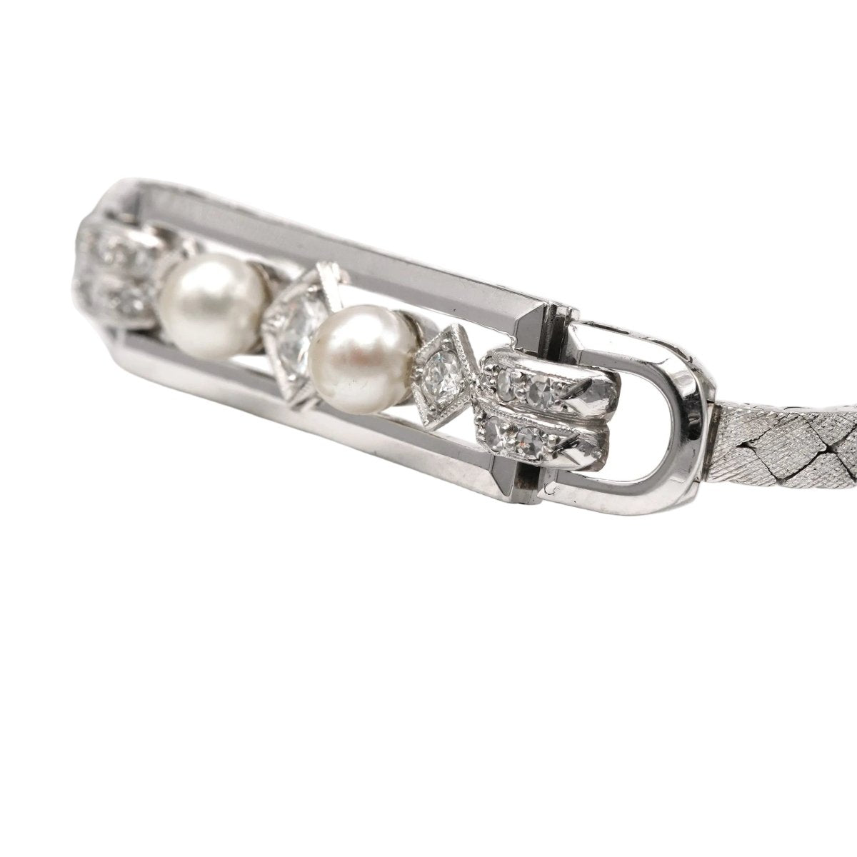Bracelet Ligne en or blanc, perles et diamants - Castafiore