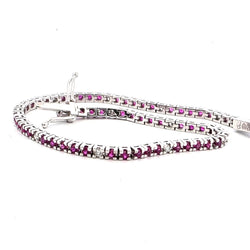 Bracelet Ligne en or blanc, rubis et diamants - Castafiore