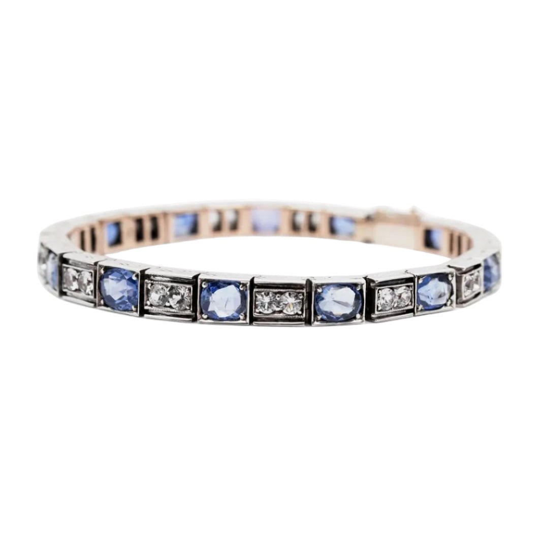 Bracelet Ligne en or jaune, argent et saphirs - Castafiore