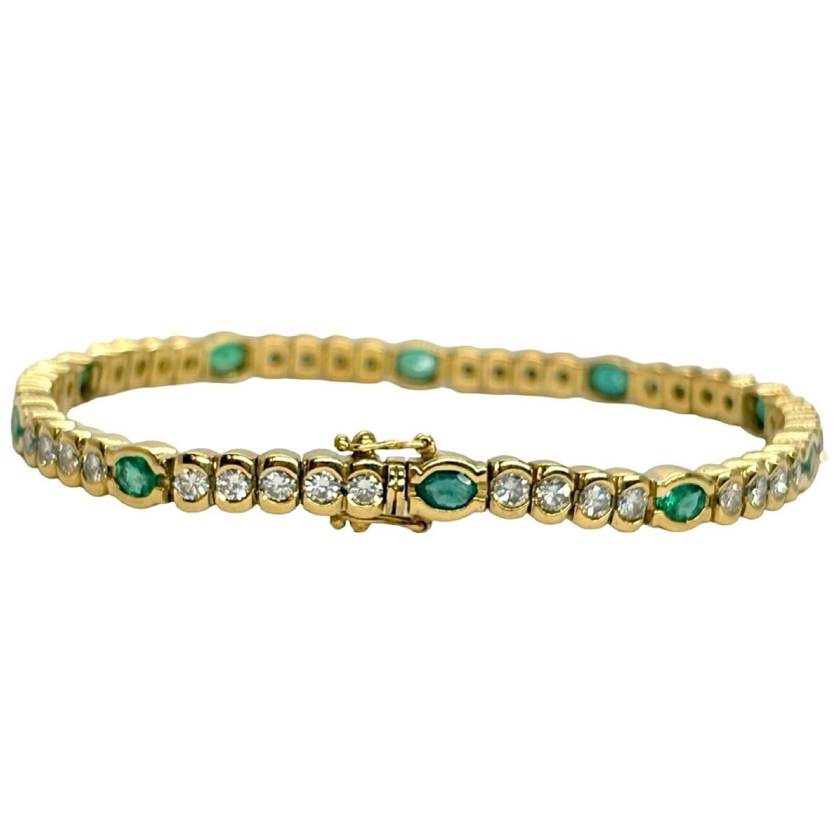 Bracelet Ligne en or jaune, émeraudes et diamants - Castafiore
