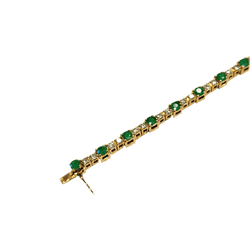 Bracelet Ligne en or jaune, émeraudes et diamants - Castafiore