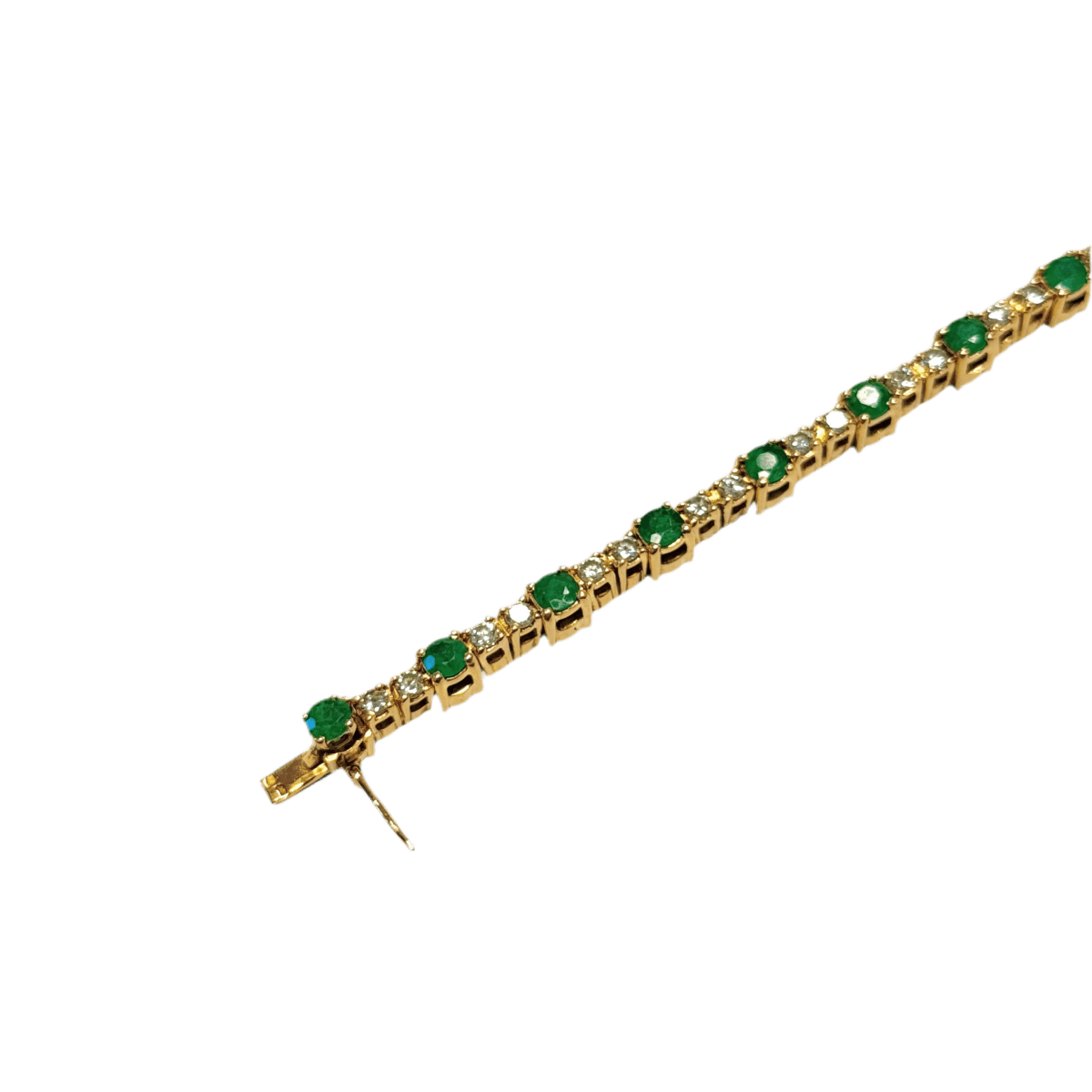 Bracelet Ligne en or jaune, émeraudes et diamants - Castafiore