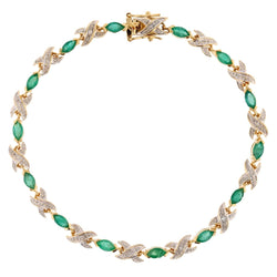 Bracelet Ligne en or jaune, émeraudes et diamants - Castafiore