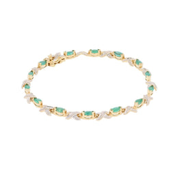 Bracelet Ligne en or jaune, émeraudes et diamants - Castafiore