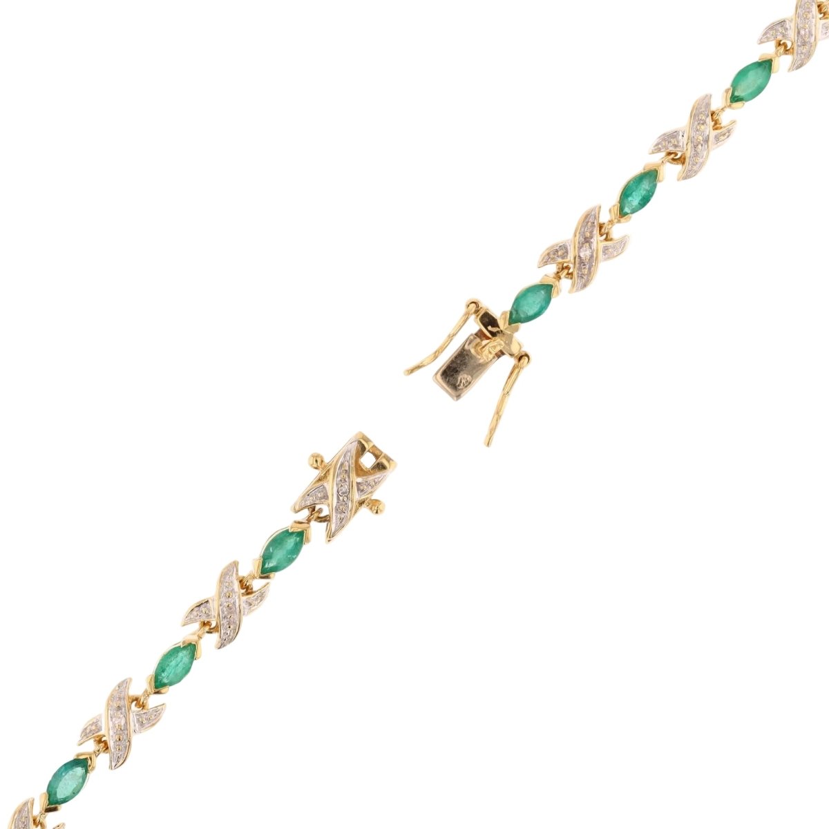 Bracelet Ligne en or jaune, émeraudes et diamants - Castafiore