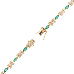 Bracelet Ligne en or jaune, émeraudes et diamants - Castafiore