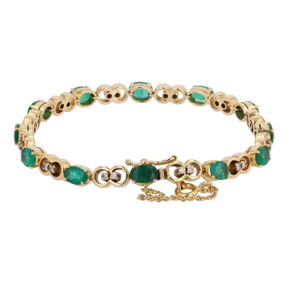 Bracelet Ligne en or jaune, émeraudes et diamants - Castafiore