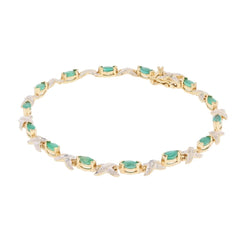 Bracelet Ligne en or jaune, émeraudes et diamants - Castafiore