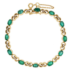 Bracelet Ligne en or jaune, émeraudes et diamants - Castafiore