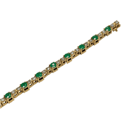 Bracelet Ligne en or jaune, émeraudes et diamants - Castafiore