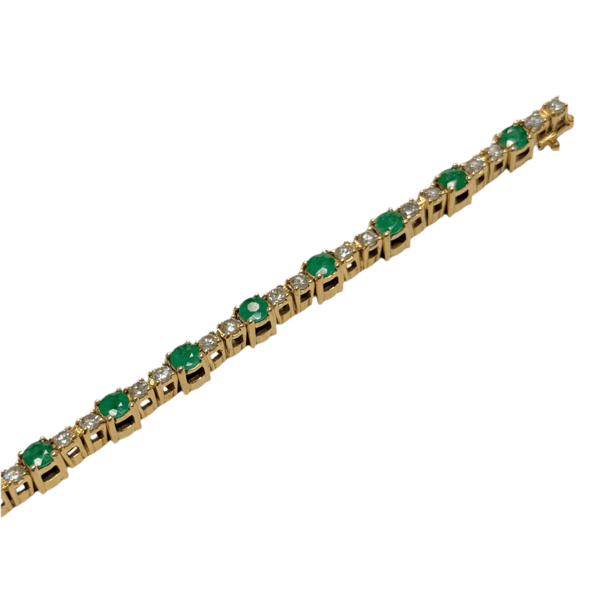 Bracelet Ligne en or jaune, émeraudes et diamants - Castafiore