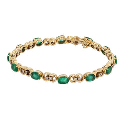 Bracelet Ligne en or jaune, émeraudes et diamants - Castafiore
