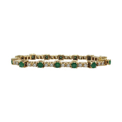 Bracelet Ligne en or jaune, émeraudes et diamants - Castafiore