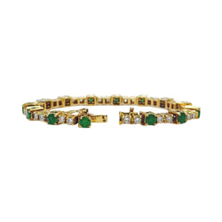 Bracelet Ligne en or jaune, émeraudes et diamants - Castafiore