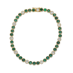 Bracelet Ligne en or jaune, émeraudes et diamants - Castafiore