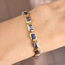 Bracelet Ligne en or jaune et tanzanites - Castafiore