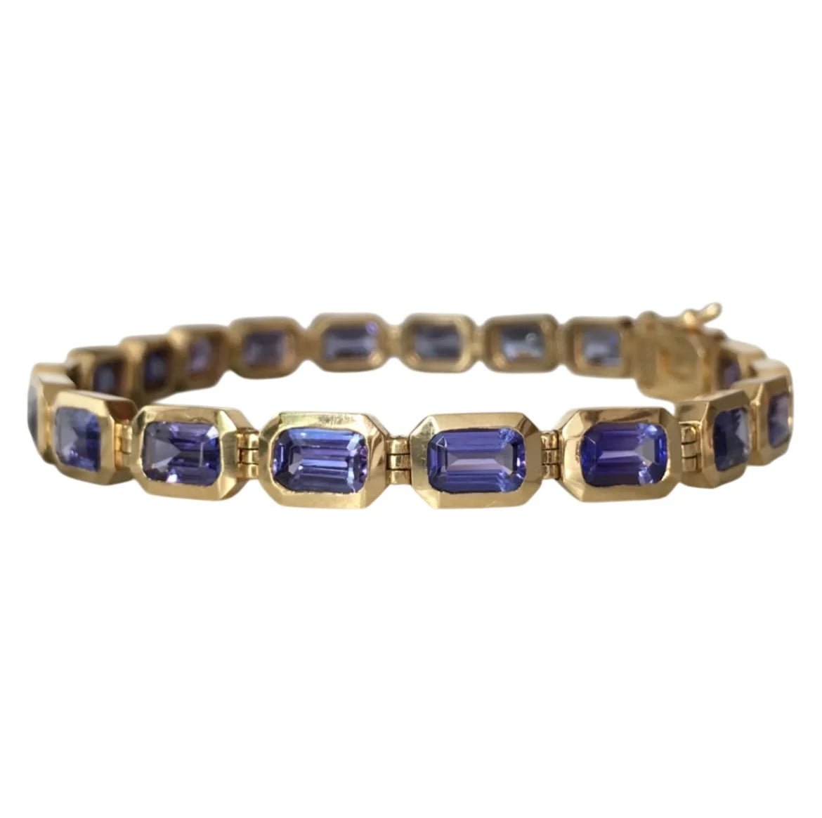 Bracelet Ligne en or jaune et tanzanites - Castafiore