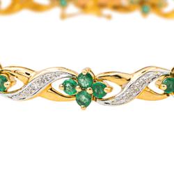 Bracelet Ligne en or jaune, or blanc, émeraudes et diamants - Castafiore