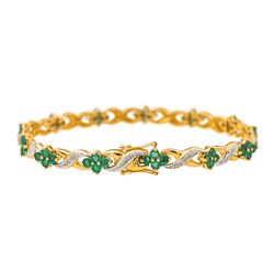 Bracelet Ligne en or jaune, or blanc, émeraudes et diamants - Castafiore