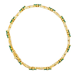 Bracelet Ligne en or jaune, or blanc, émeraudes et diamants - Castafiore